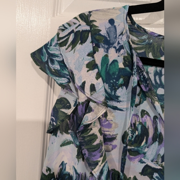 Ava & Viv Purple, Green & Blue Floral Peplum Blouse in Size 2X - Picture 4 of 10